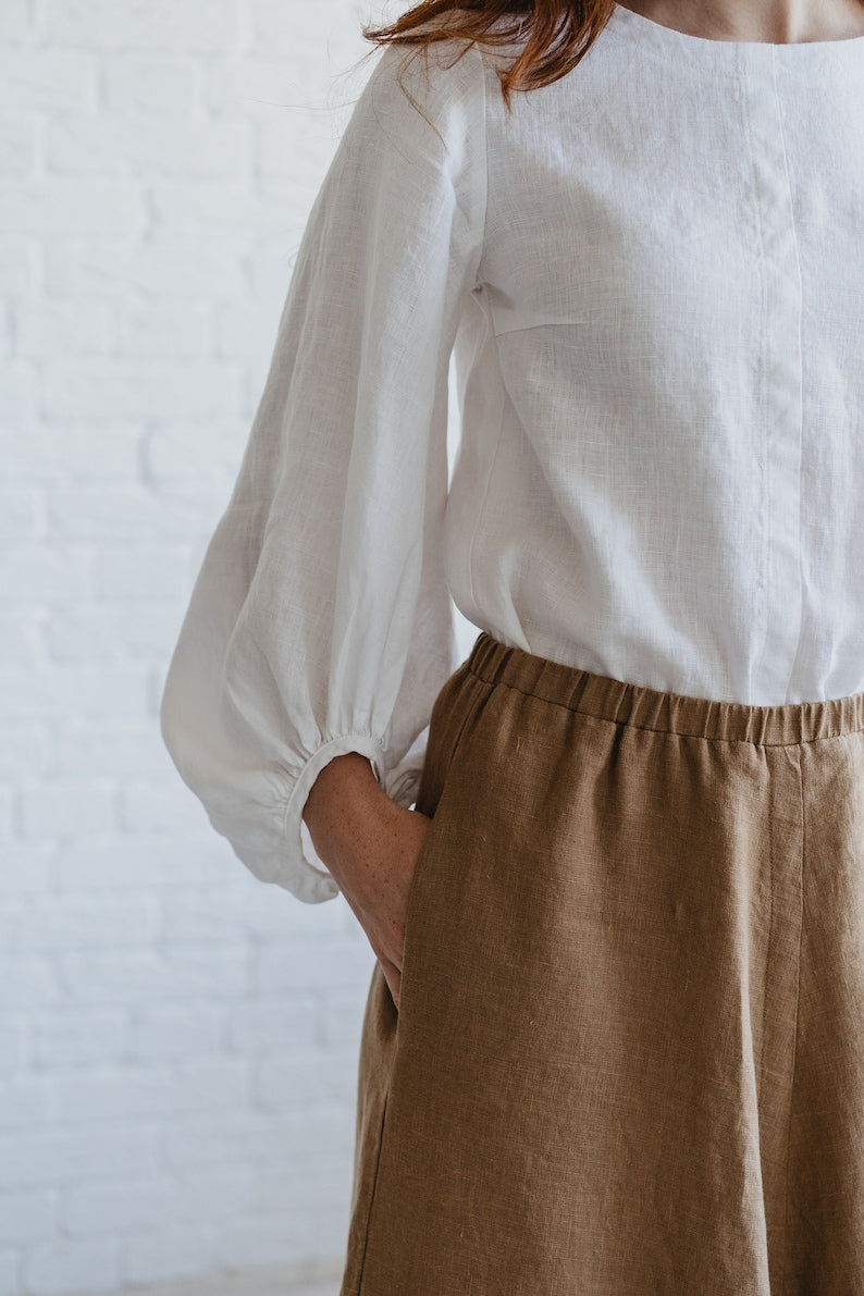 Linen Elastic Waist Skirt – Effortless Fit & Natural Flow