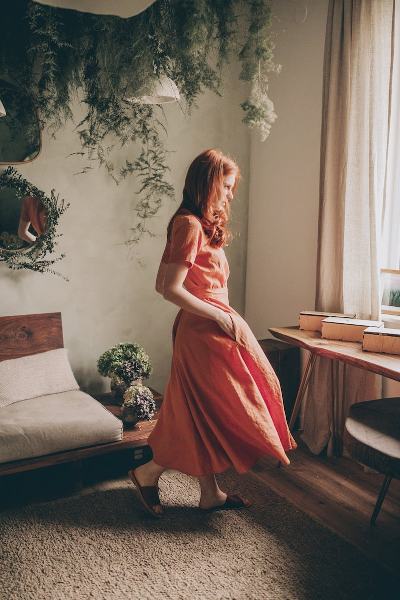 Wrap Linen Dress – Lightweight Comfort & Effortless Elegance
