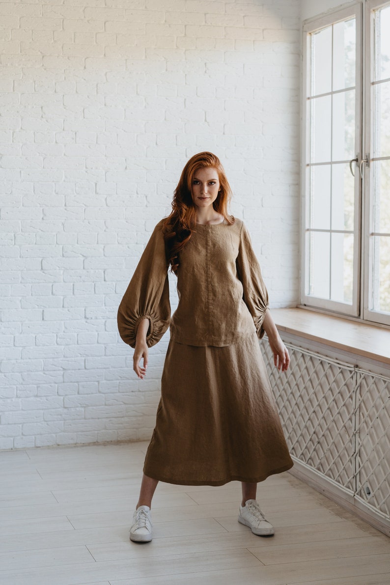 Linen Elastic Waist Skirt – Effortless Fit & Natural Flow